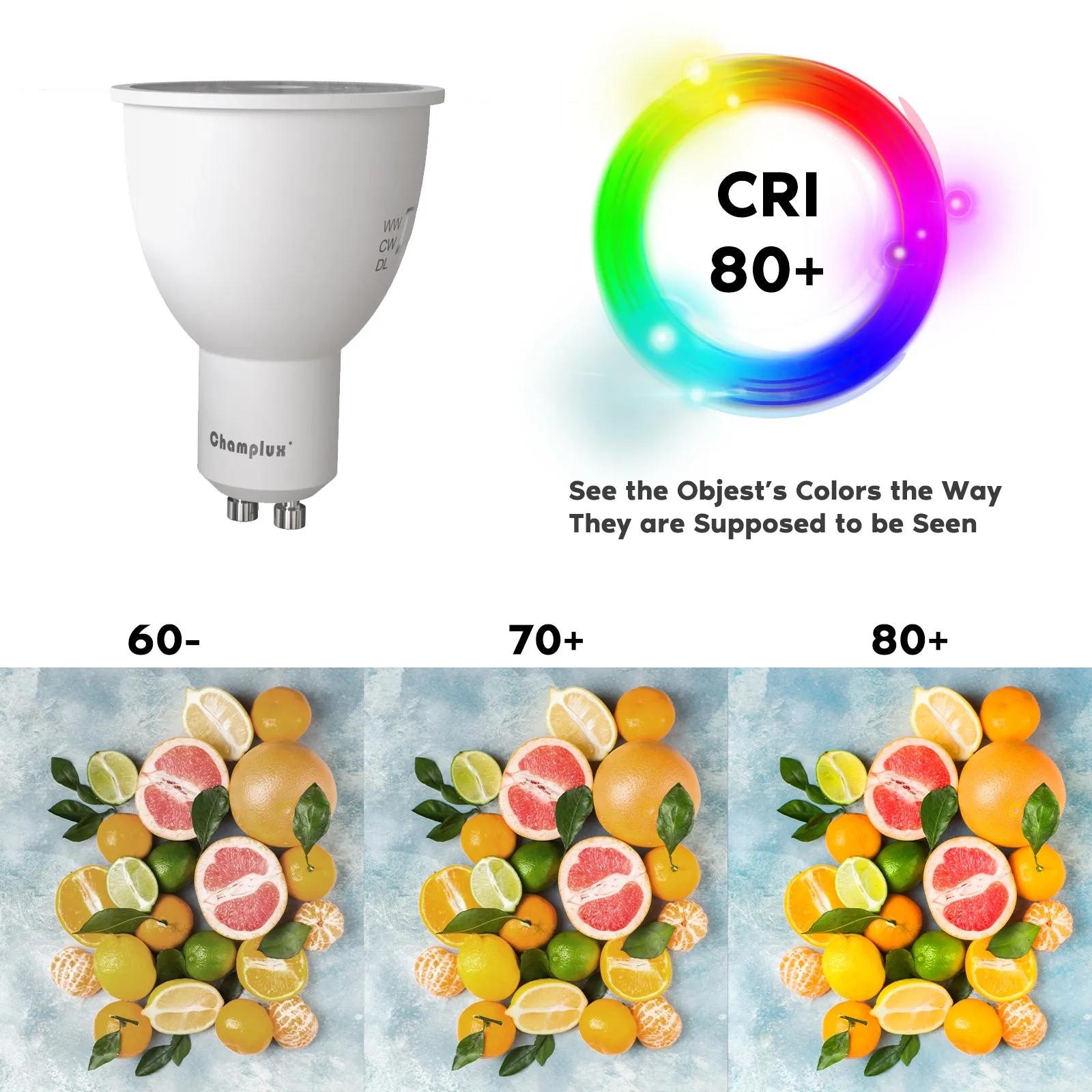 10Pack 6W LED GU10 Bulb 400LM TRI-COLOR 3000K-4000K-5000K