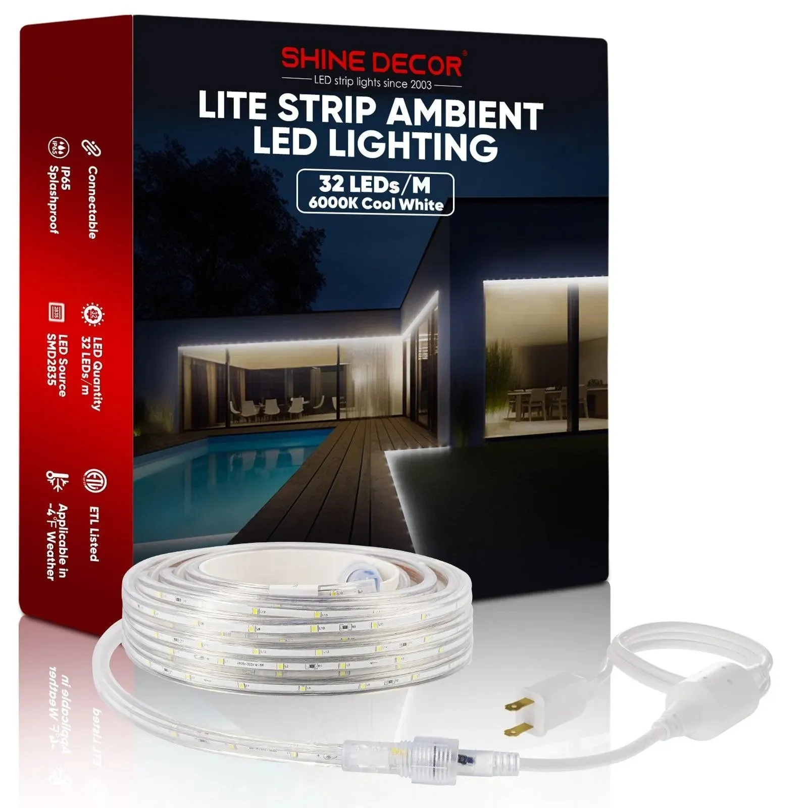 110V Lite Strip Light Ambient Lighting White Low Luminance 180Lumens/M