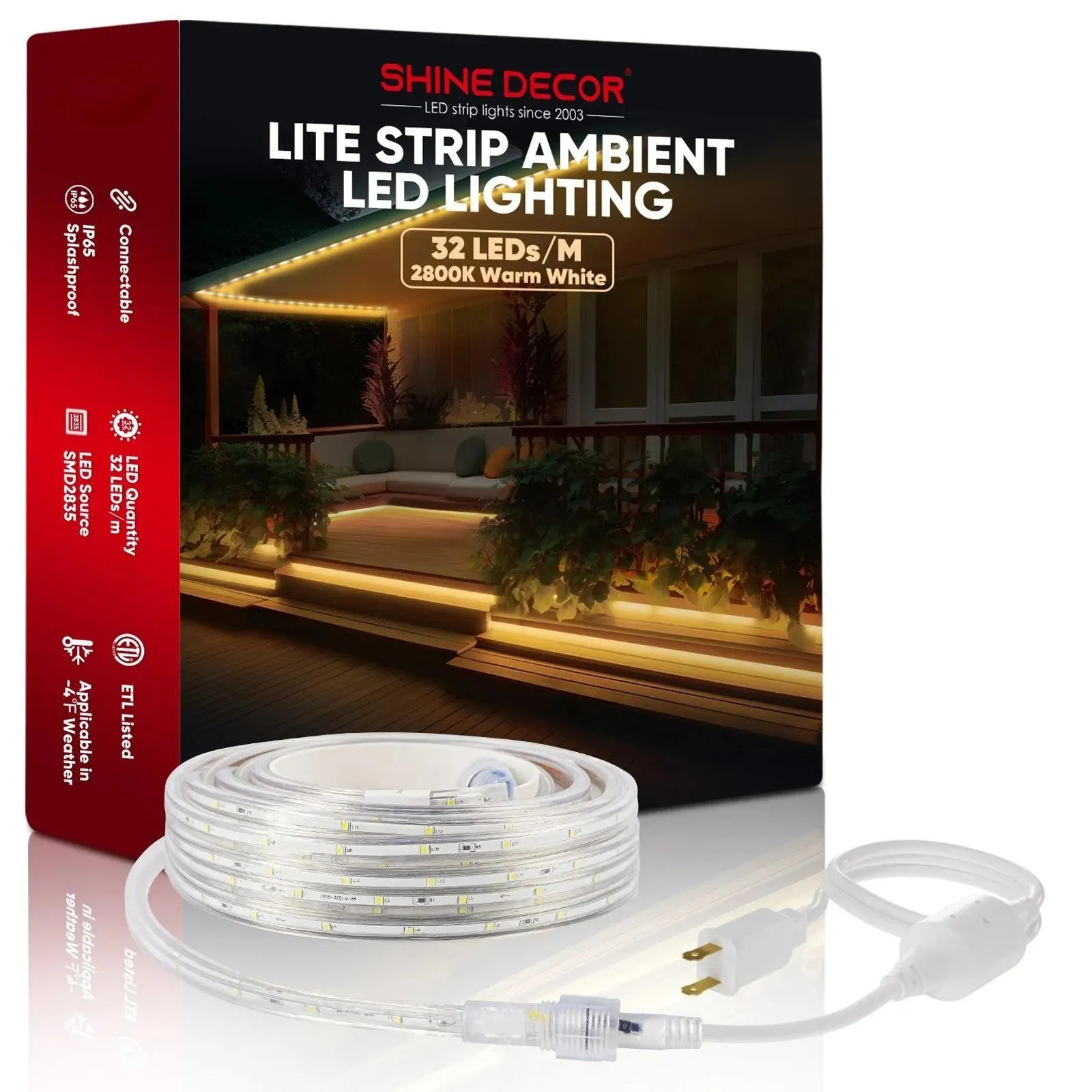 110V Lite Strip Light Ambient Lighting White Low Luminance 180Lumens/M