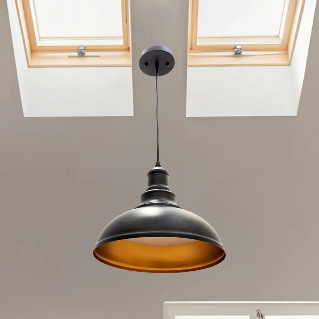 12W 5CCT Integrated LED Vintage Pendant Light in Black Finish