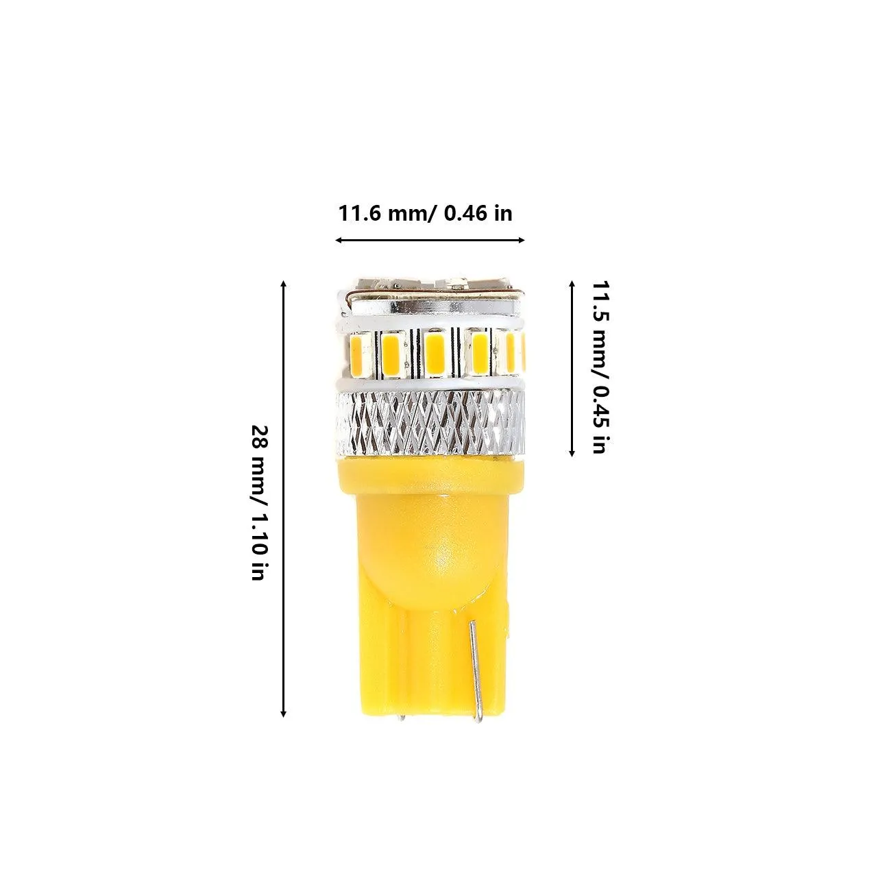 168 2825 W5W T10 LED License Plate/Side Marker/Interior Light Bulbs 4W 300% High Brightness CAN-Bus Error Free 3500K Amber | 2 Bulbs