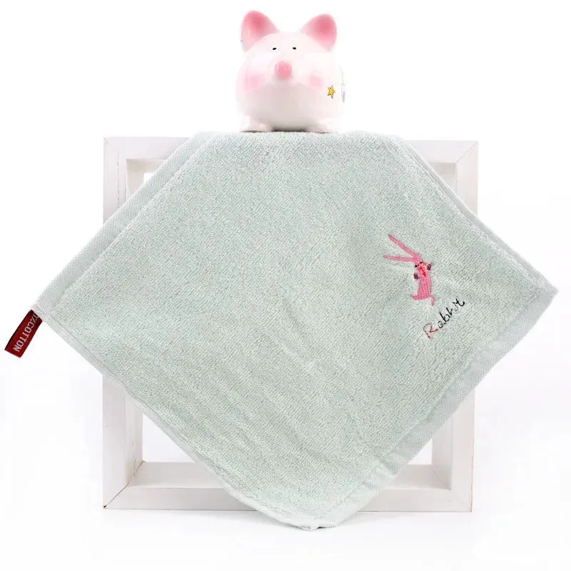 1Pcs 25x25cm 100% Cotton Cartoon Animal Embroidered Small Square Face Towel Baby Hand Children Wash Cloth