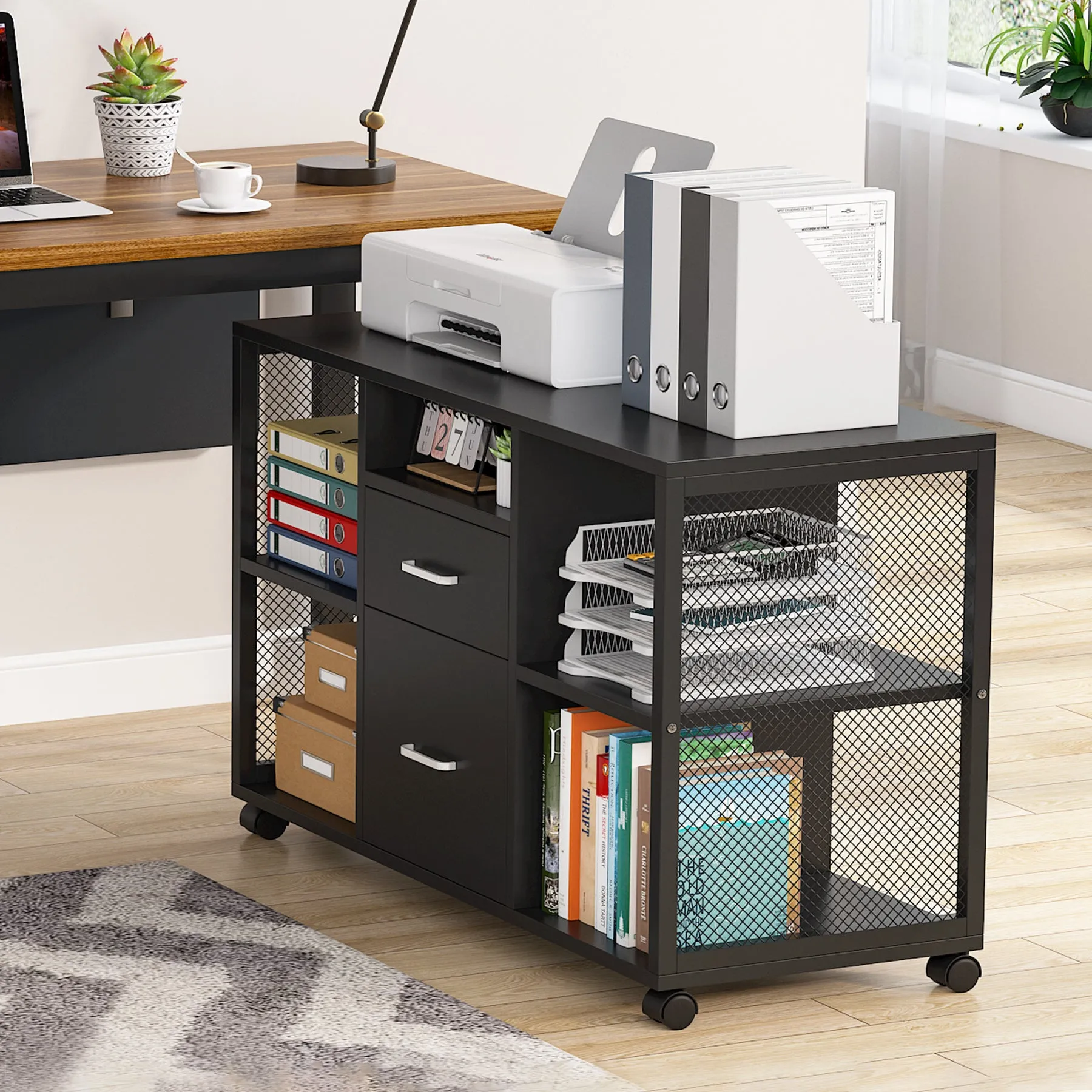 2-Drawer File Cabinet Mobile Filing Cabinets Printer Stand