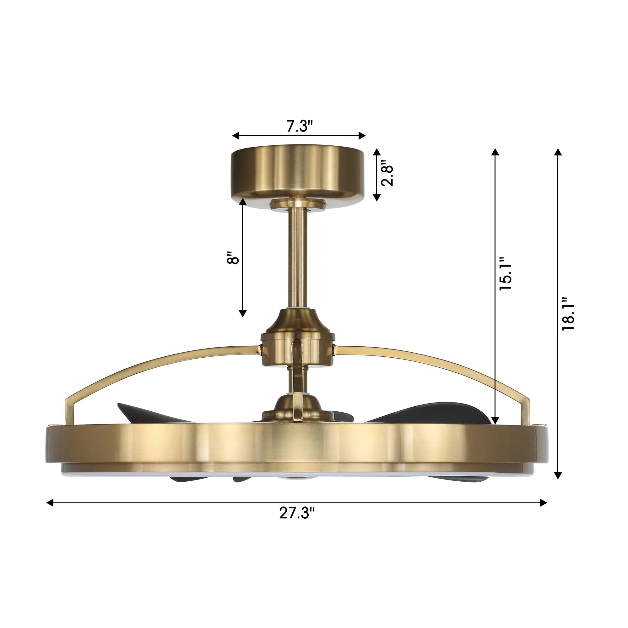 27" Arthur Industrial DC Motor Downrod Mount Ceiling Fan with Lighting and Remote Control