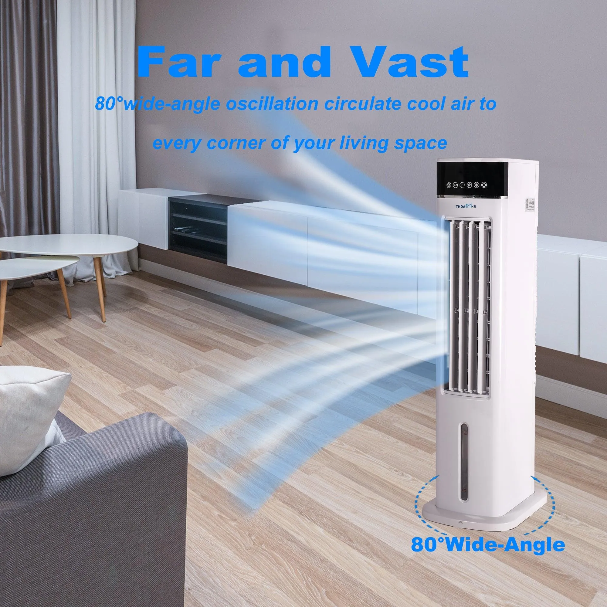 3-in-1 Portable Air Cooler, Cooling Tower Fan with 3 Speeds & 3 Modes, 3L Water Tank, 12H Timer Air Cooling Fan Remote Control for Bedroom, Office