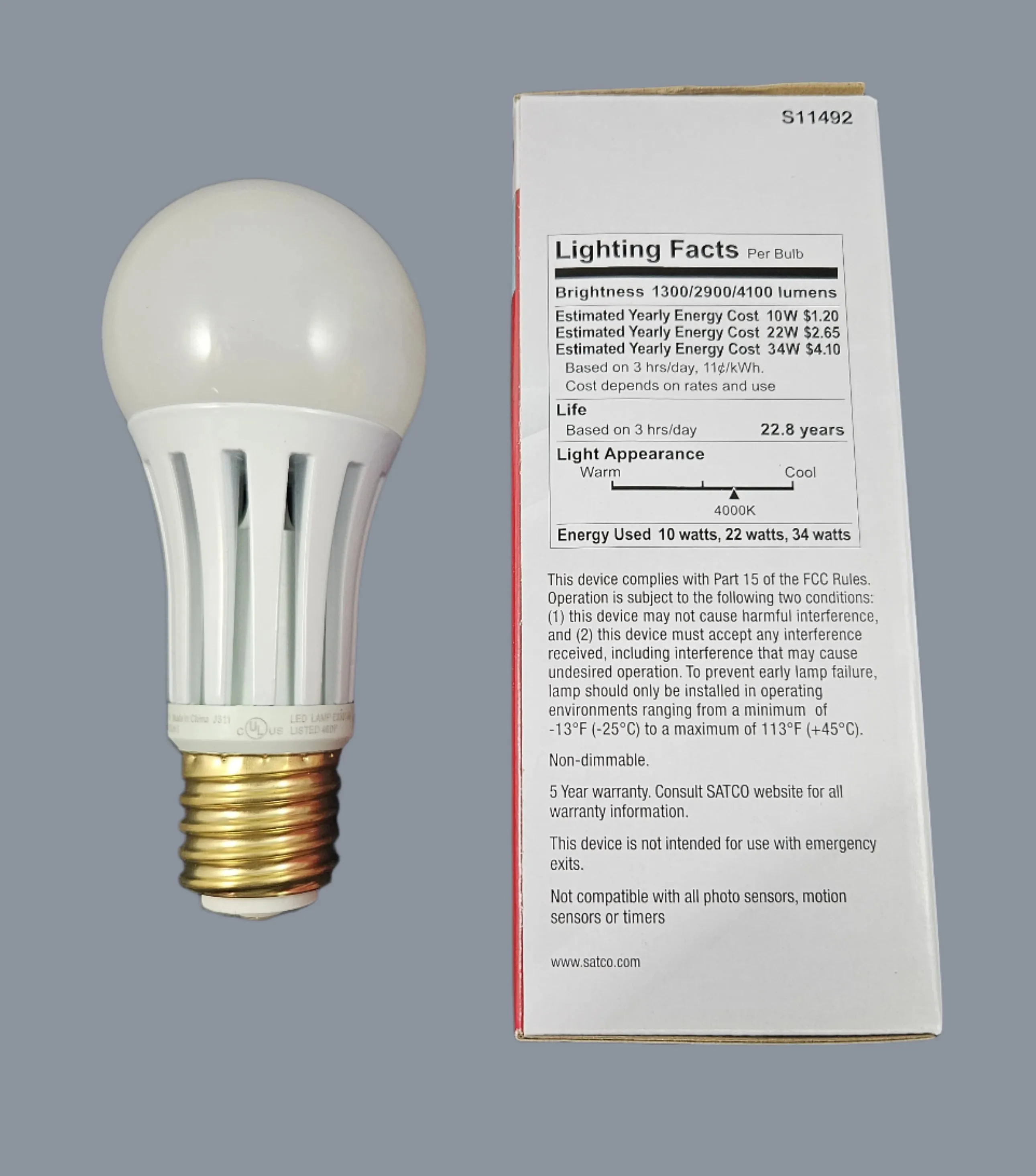 3-way 100/200/300W Mogul Base LED Light Bulb