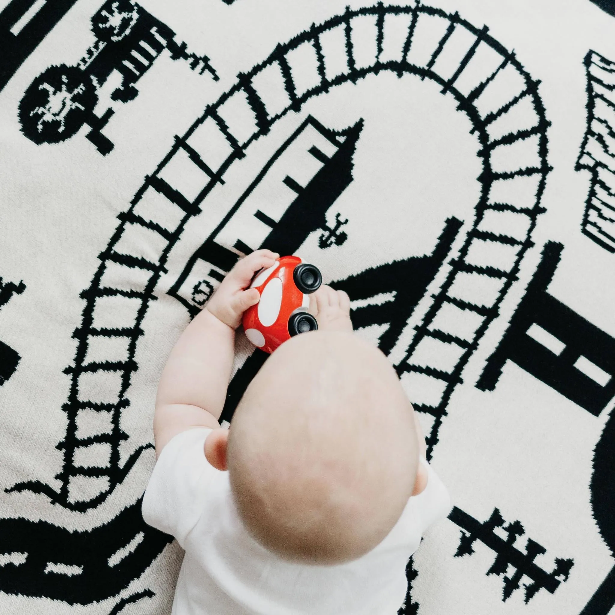 (30% Off) Blanket - Train Tracks Playmat Blanket 32in x 29in by So Handmade