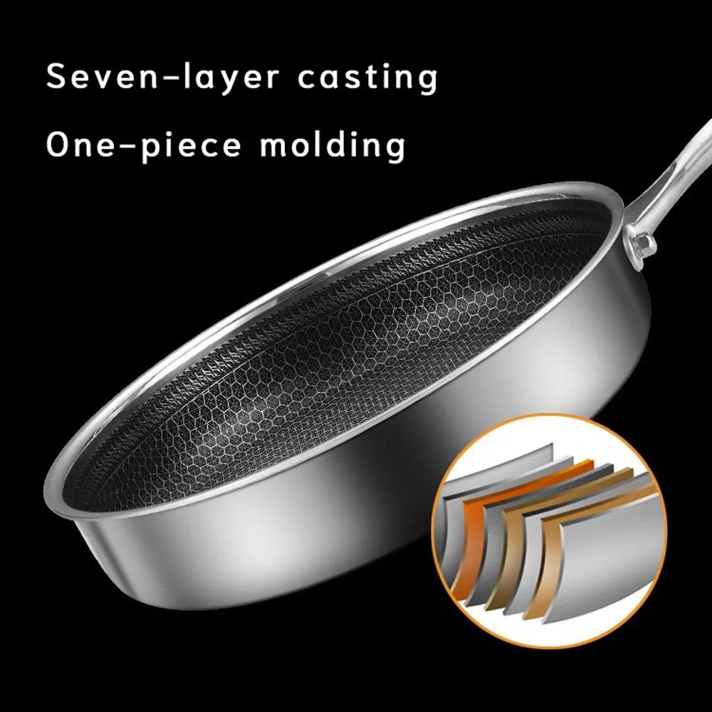 316 Stainless Steel Frying Pan Non-Stick Cooking Frypan Cookware 30cm Honeycomb SIngle Sided