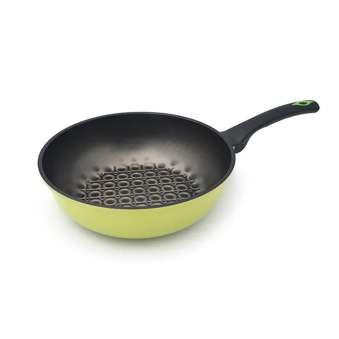 3D Coating Green Frying Pan, Woks & Lid 4 PCS Set