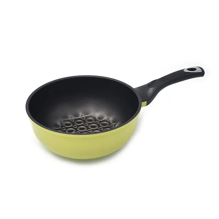 3D Coating Green Frying Pan, Woks & Lid 4 PCS Set