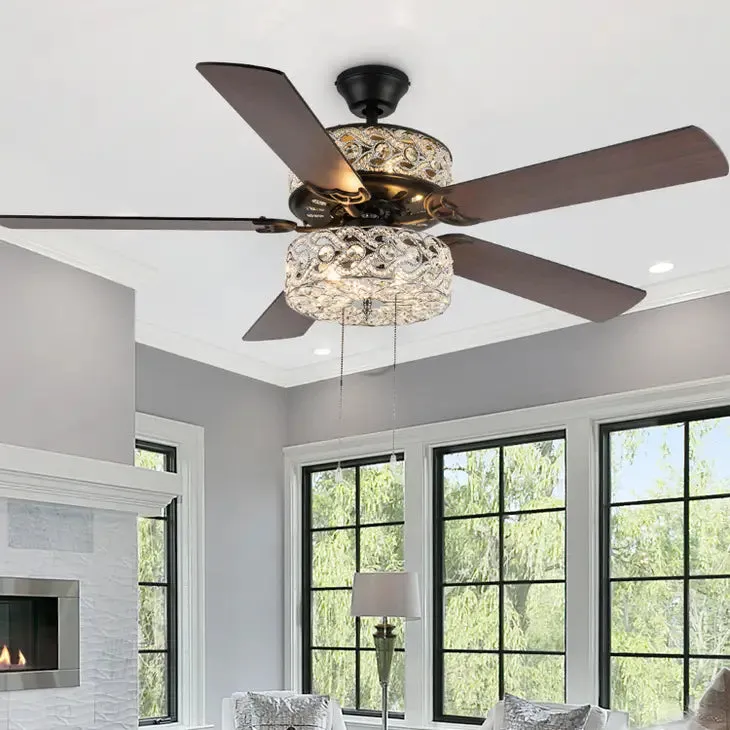 52"W Matilda Oil Rubbed Bronze Double-Lit LED Ceiling Fan