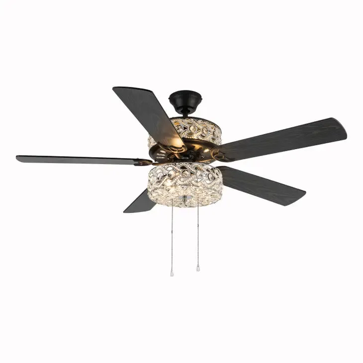 52"W Matilda Oil Rubbed Bronze Double-Lit LED Ceiling Fan