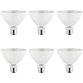 6Pk - Sunlite 9w LED Par30 Short Neck E26 Base Dimmable 5000k Bulb - 75W Equiv