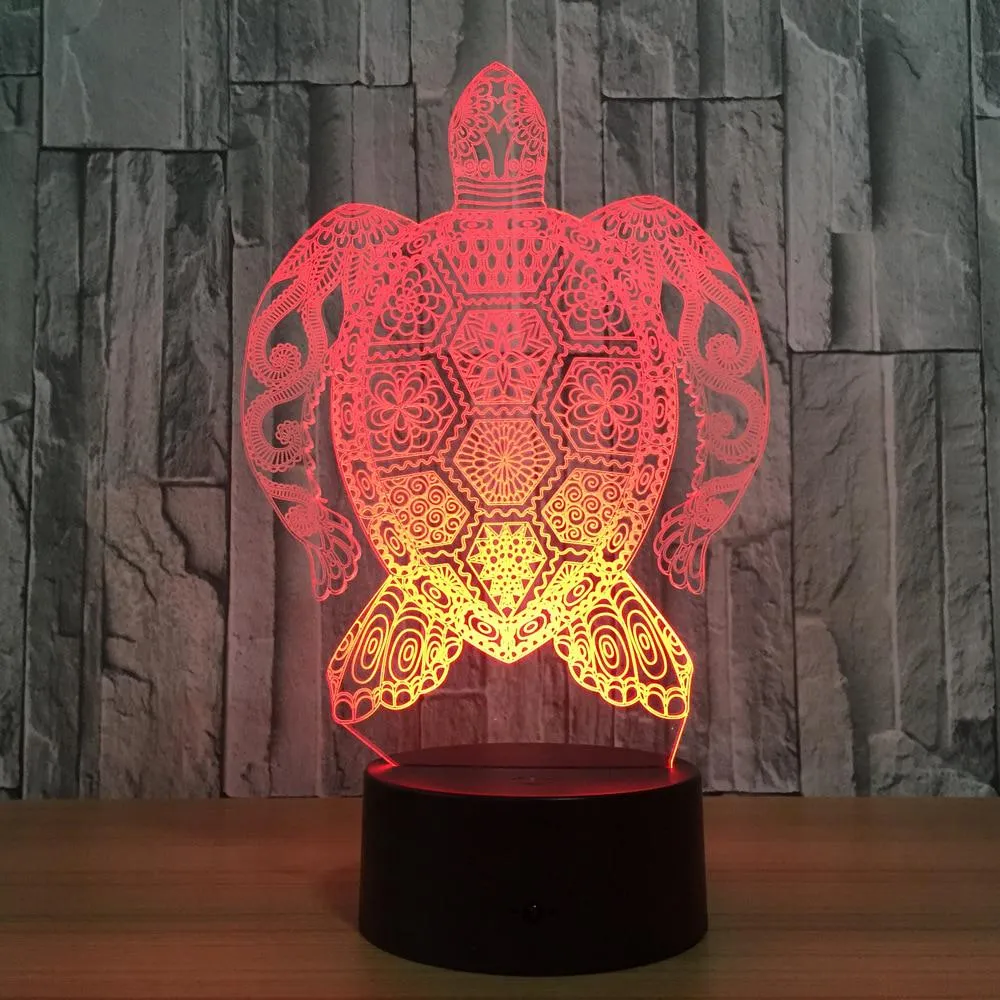 7 Color Lamp 3d Turtle Visual Led Night Lights For Kids Touch Usb Table Lampe Baby Sleep Nightlight