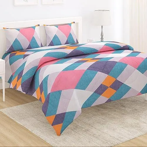 AC Comforter and Bedding Set for Double Bed, Abstract Geometric Pastel