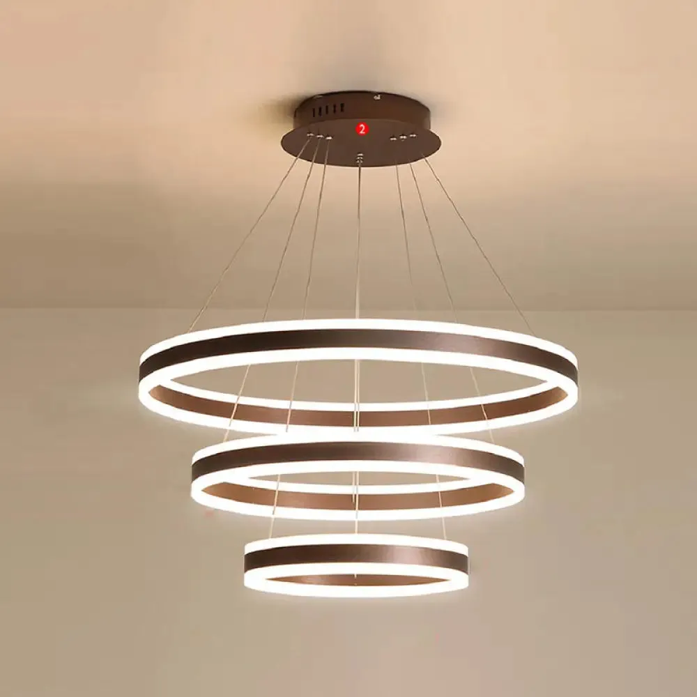 Adjustable LED Pendant Light: Artistic Metal Chandelier for Dining Room in Coffee