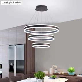 Adjustable LED Pendant Light: Artistic Metal Chandelier for Dining Room in Coffee