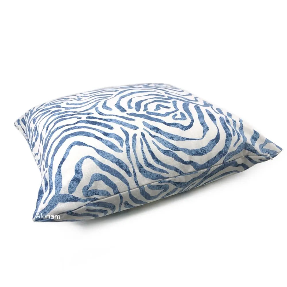 Aeryn Blue White Wavy Lines Pillow Cover