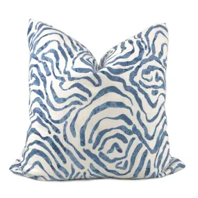 Aeryn Blue White Wavy Lines Pillow Cover