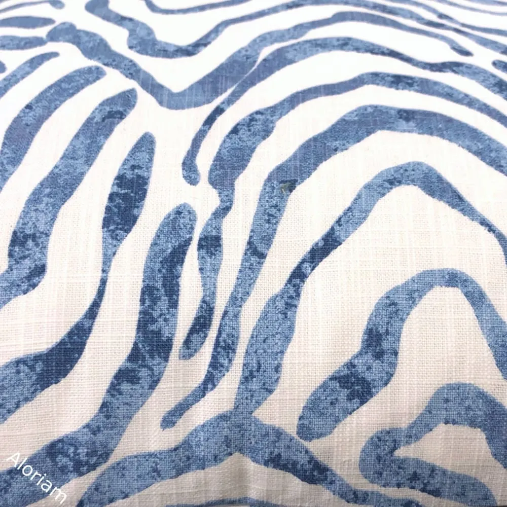 Aeryn Blue White Wavy Lines Pillow Cover