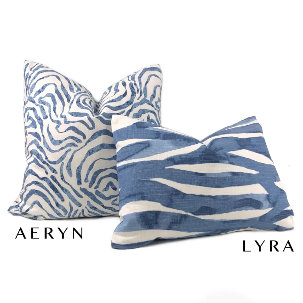 Aeryn Blue White Wavy Lines Pillow Cover