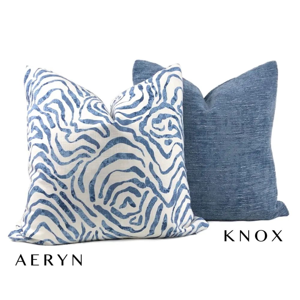 Aeryn Blue White Wavy Lines Pillow Cover