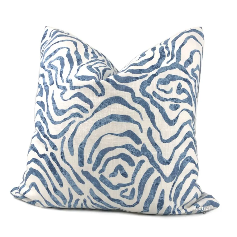 Aeryn Blue White Wavy Lines Pillow Cover