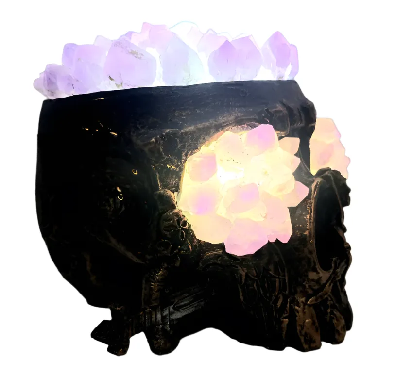 Amethyst Crystal Pirate Skull USB Lamp