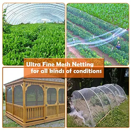 Anaya Mosquito Net Mosquito Bug Insect Bird Net with Sewn Edges - Barrier Hunting Blind Plant Cover Garden Mesh Netting for Protect Your Vegetables, Fruits, Flower & Trees (8Ft x 20Ft) | White