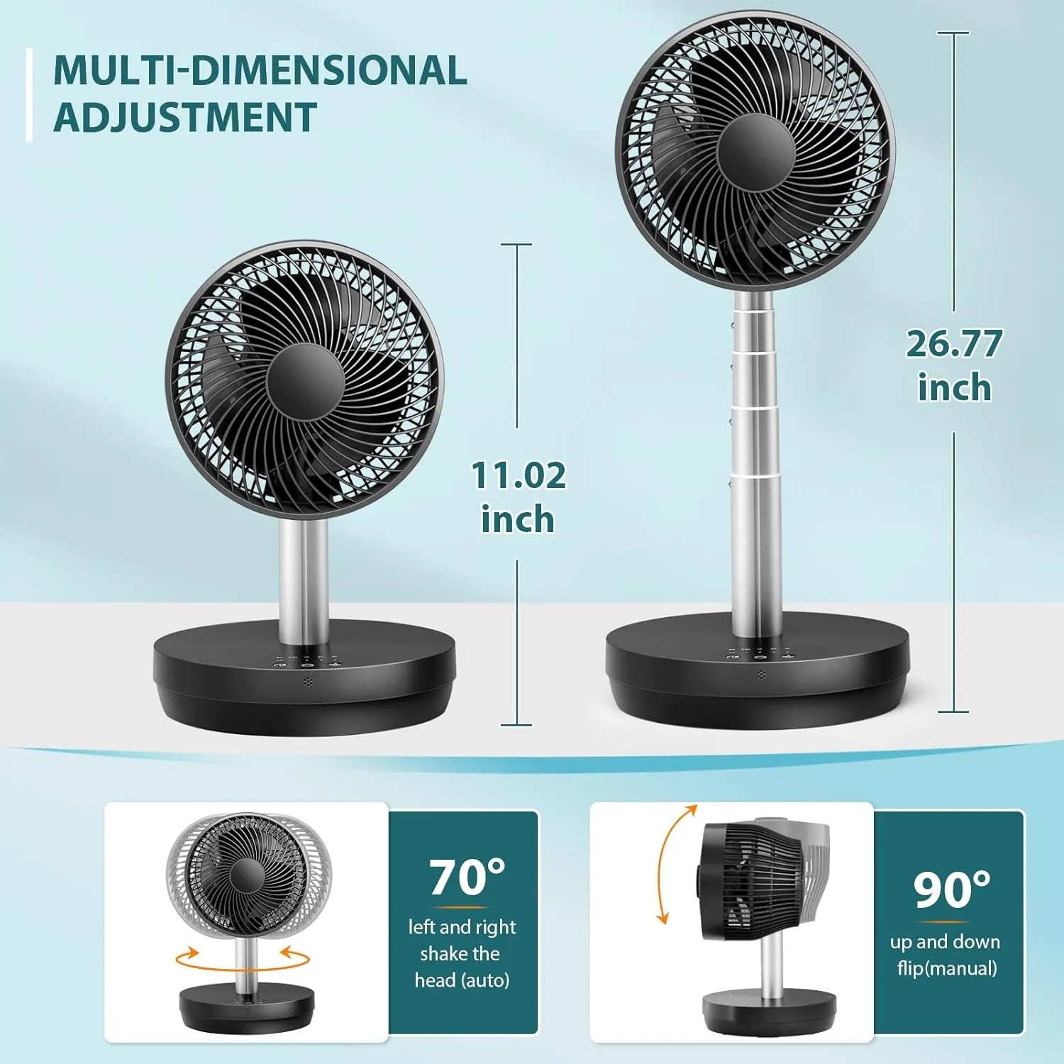 Antarctic Star Oscillating Fan Portable Foldable Pedestal Fan