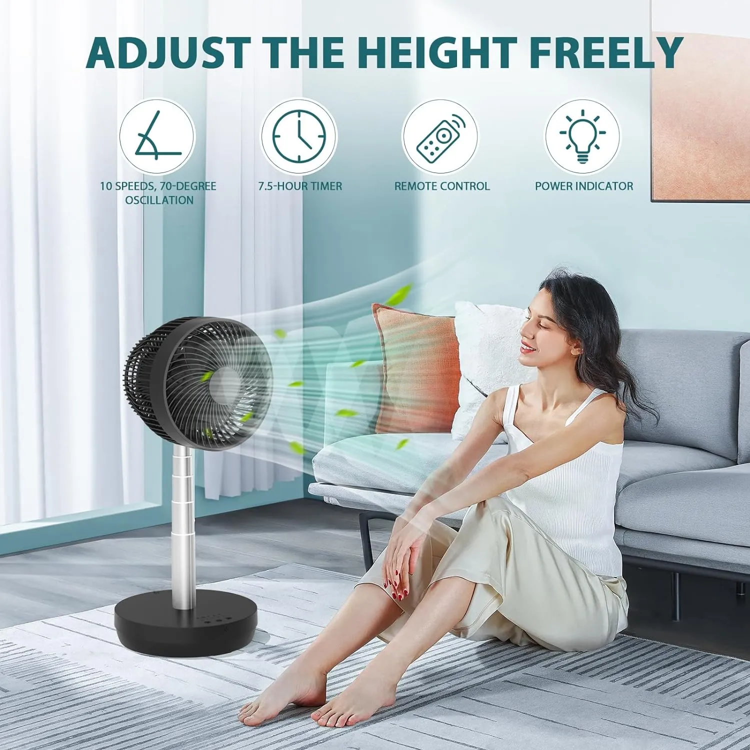 Antarctic Star Oscillating Fan Portable Foldable Pedestal Fan