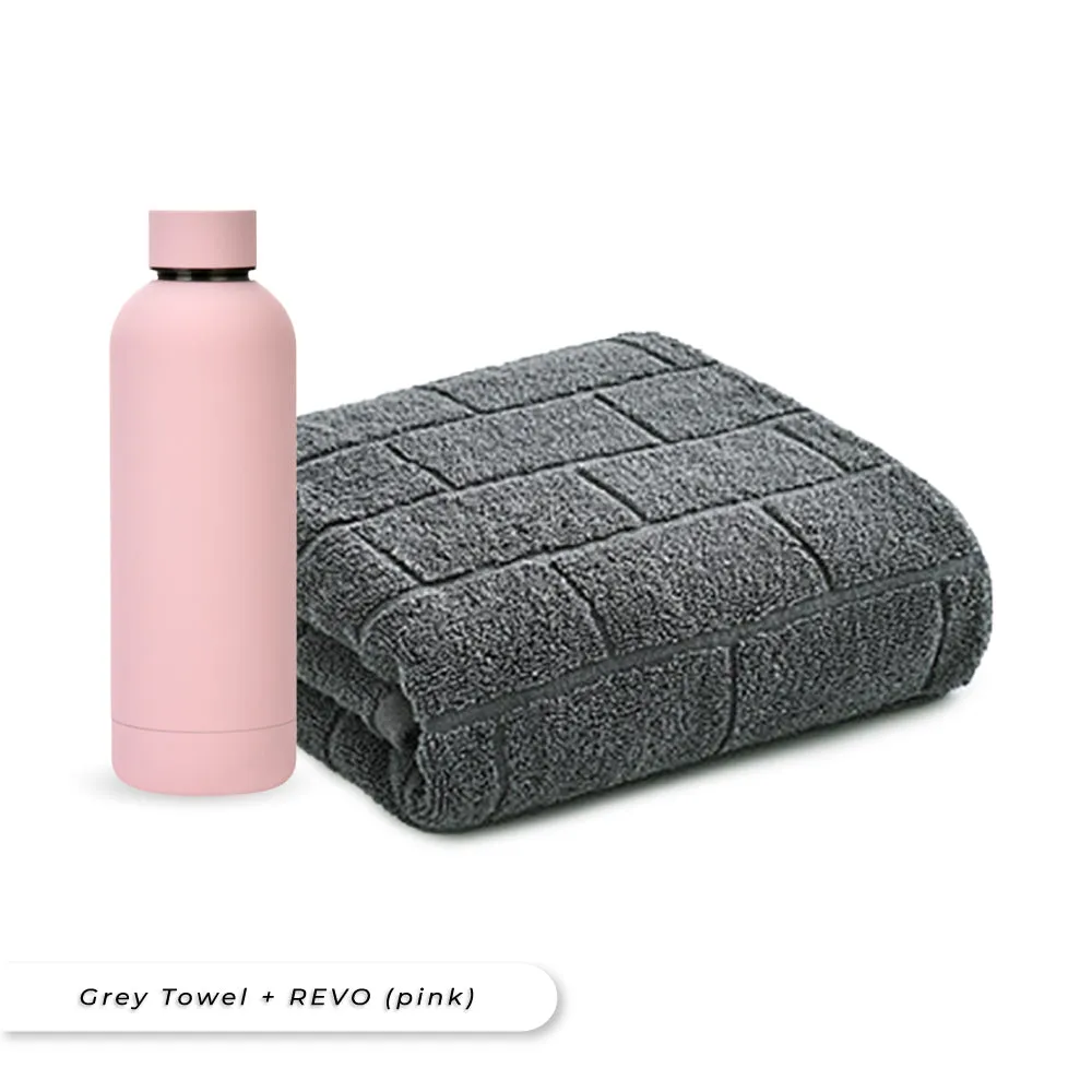 Antibacterial Bath Towel (Grey)   REVO Bottle Bundle