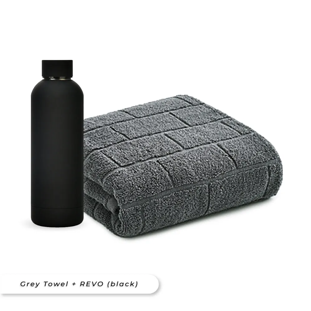 Antibacterial Bath Towel (Grey)   REVO Bottle Bundle