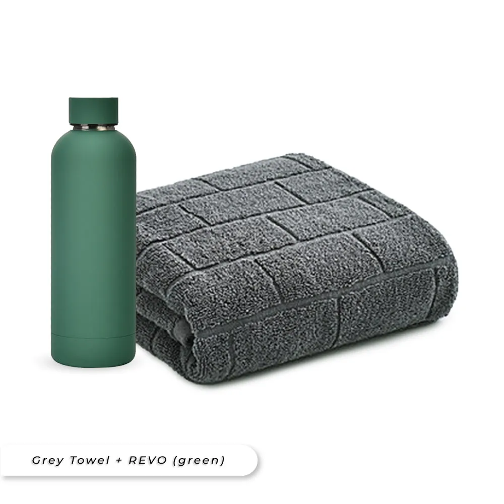 Antibacterial Bath Towel (Grey)   REVO Bottle Bundle