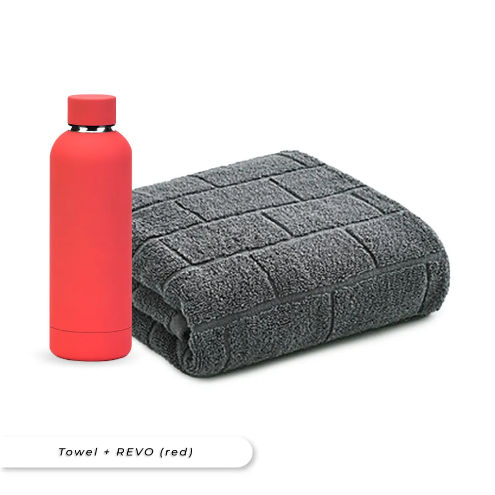 Antibacterial Bath Towel (Grey)   REVO Bottle Bundle