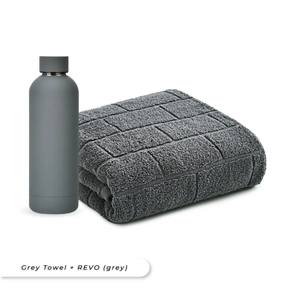 Antibacterial Bath Towel (Grey)   REVO Bottle Bundle