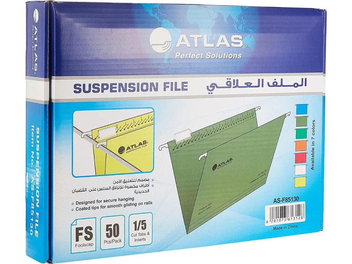 Atlas Suspension/Hanging Files, FS Size, 50/box, Dark Green