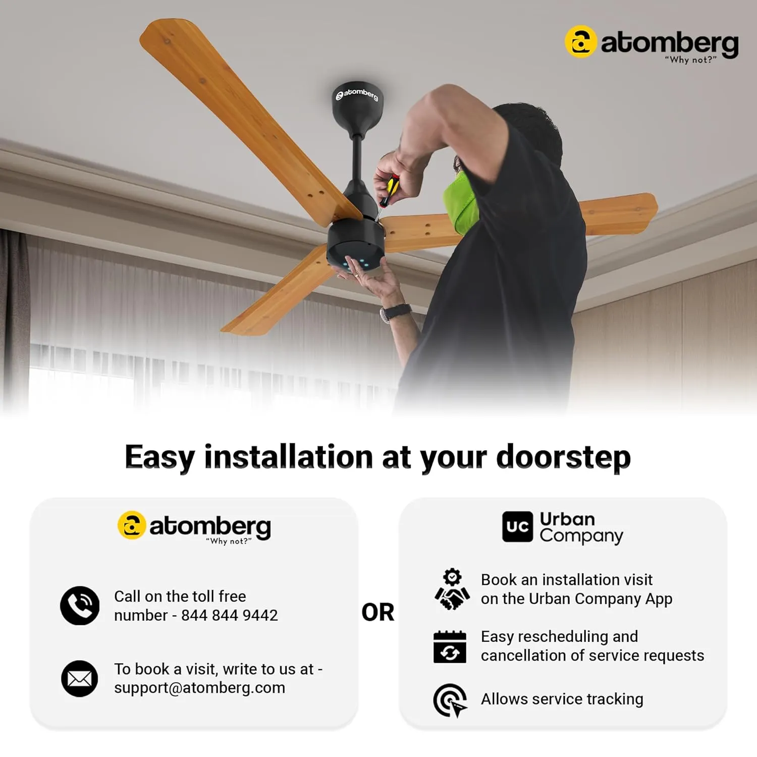 atomberg Erica Smart 1200mm BLDC Motor 5 Star Rated Ceiling Fan with IoT and Remote | Designe Smart Fan with LED Indicator