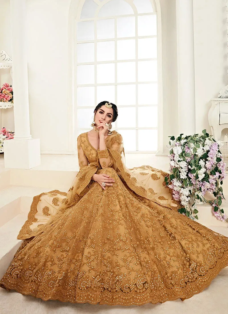 Attractive Mustard A Line Trendy Wedding Lehenga Choli