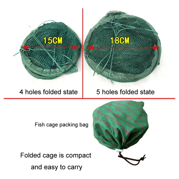 Automatic Folding Fish Net With Support Rod Fishing Cage Lobster Net Fishing Gear, Color: 4 Holes Green