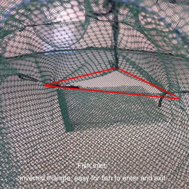 Automatic Folding Fish Net With Support Rod Fishing Cage Lobster Net Fishing Gear, Color: 4 Holes Green