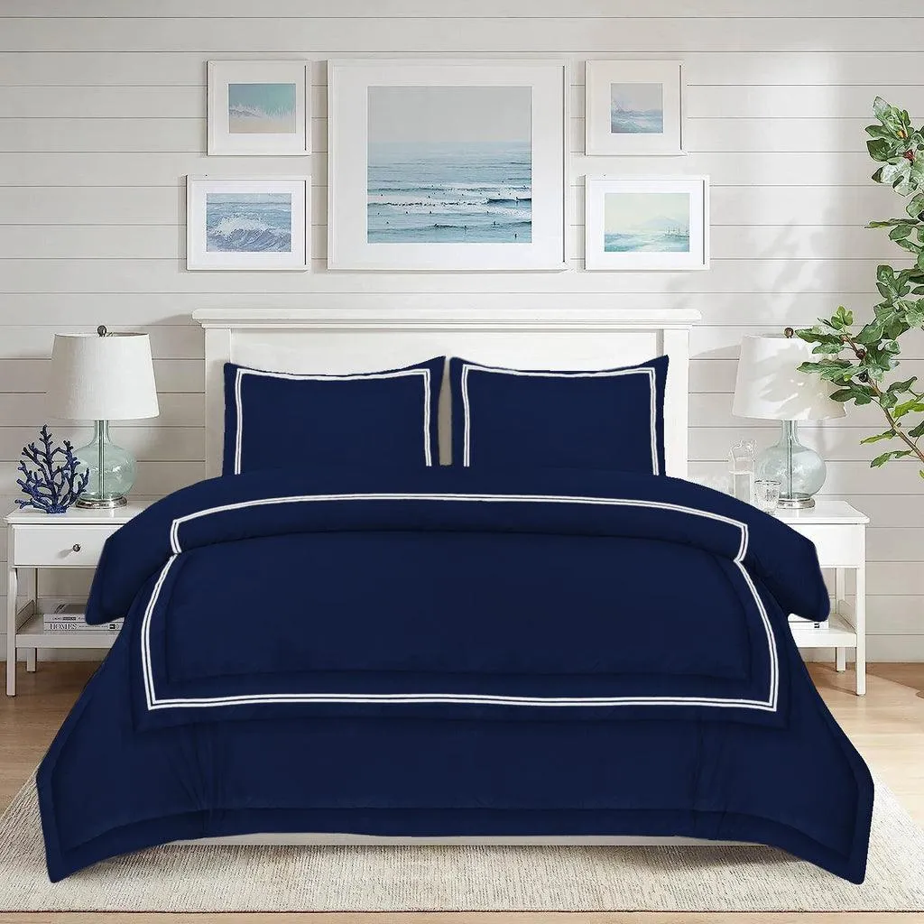 Baratta Comforter Set (Navy with White Bratta Stitch)