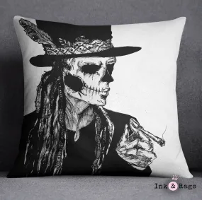 Baron Samedi Hand Drawn Voodoo Throw Pillow