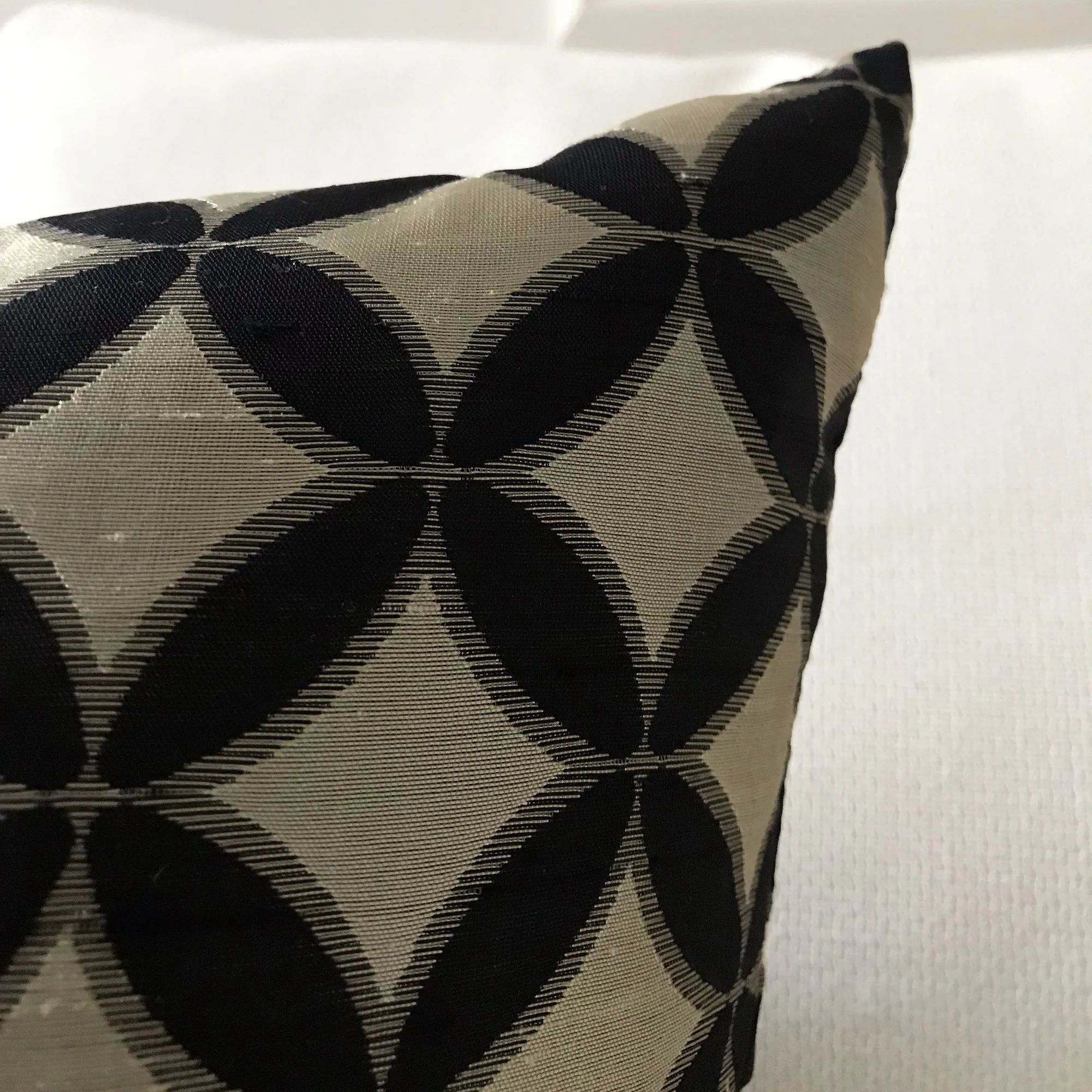 Black & Gold Geometric Lumbar Pillow Cover 15x26