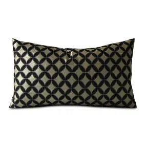 Black & Gold Geometric Lumbar Pillow Cover 15x26