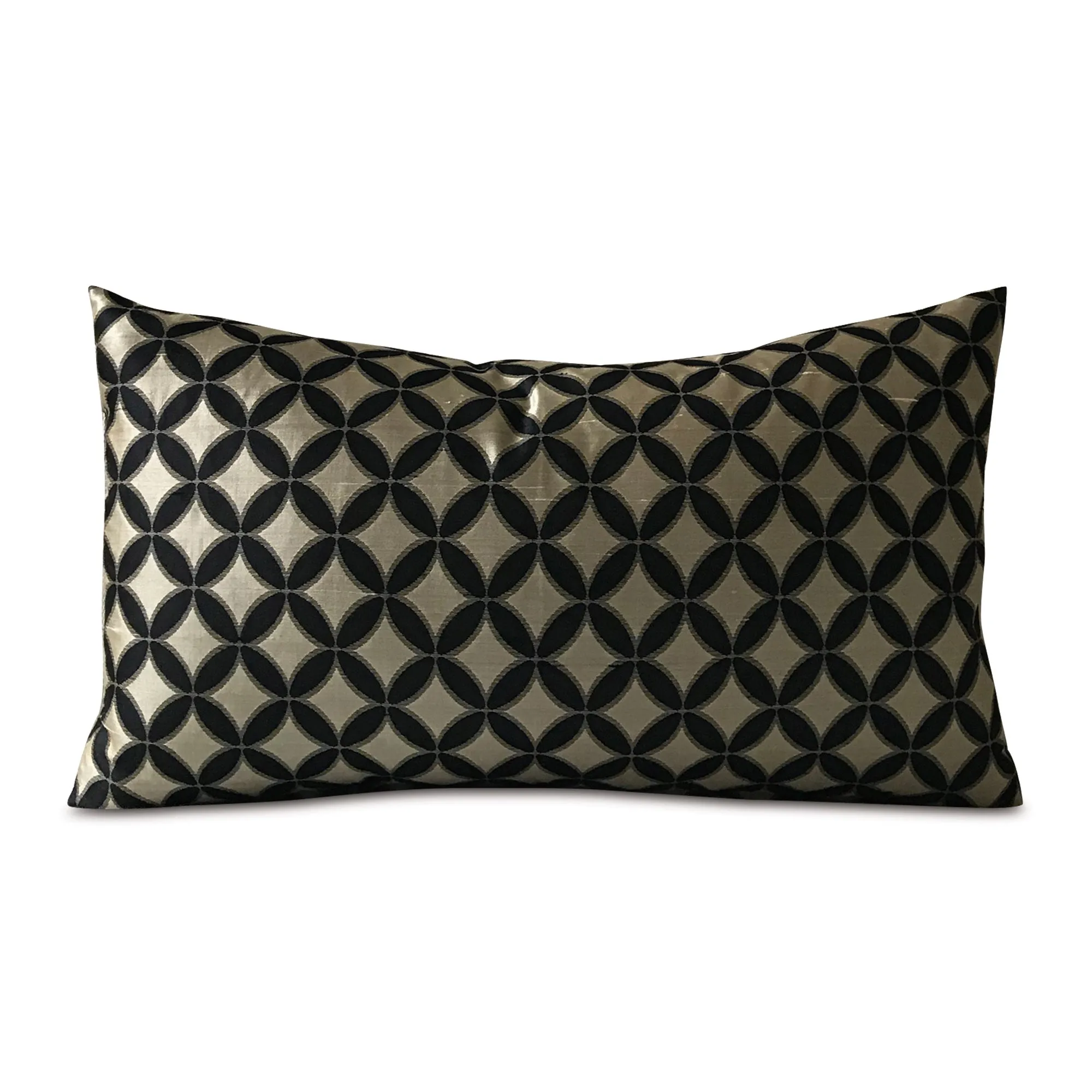 Black & Gold Geometric Lumbar Pillow Cover 15x26