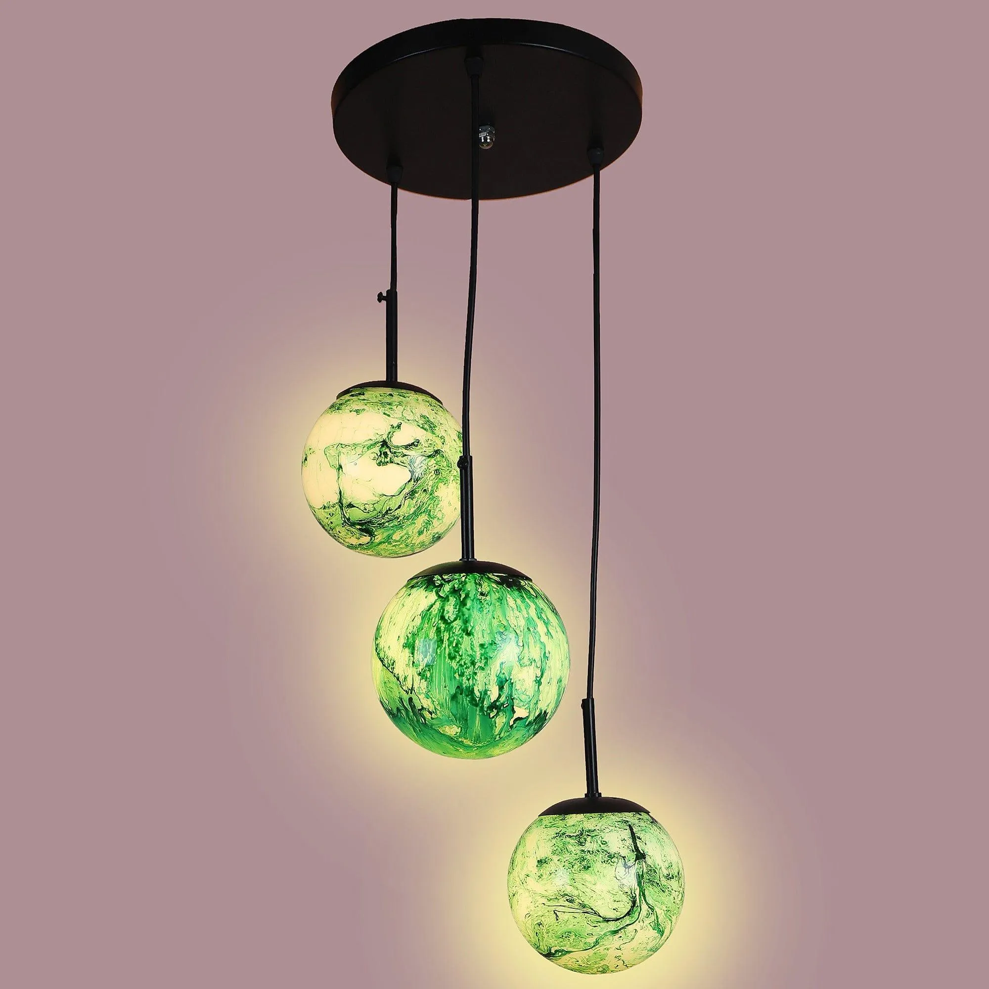 Black And Green 3 Iron Cluster Hanging Light