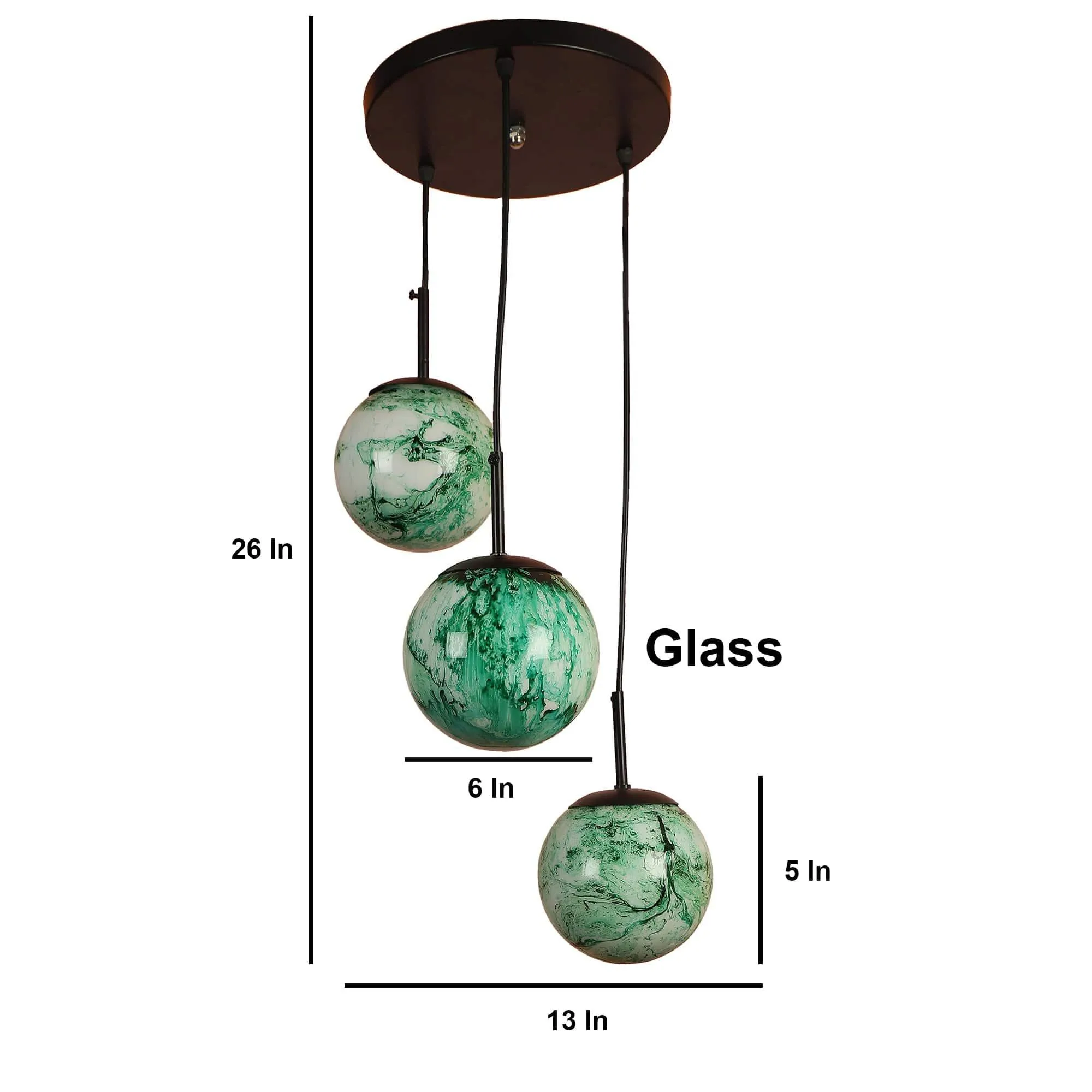 Black And Green 3 Iron Cluster Hanging Light