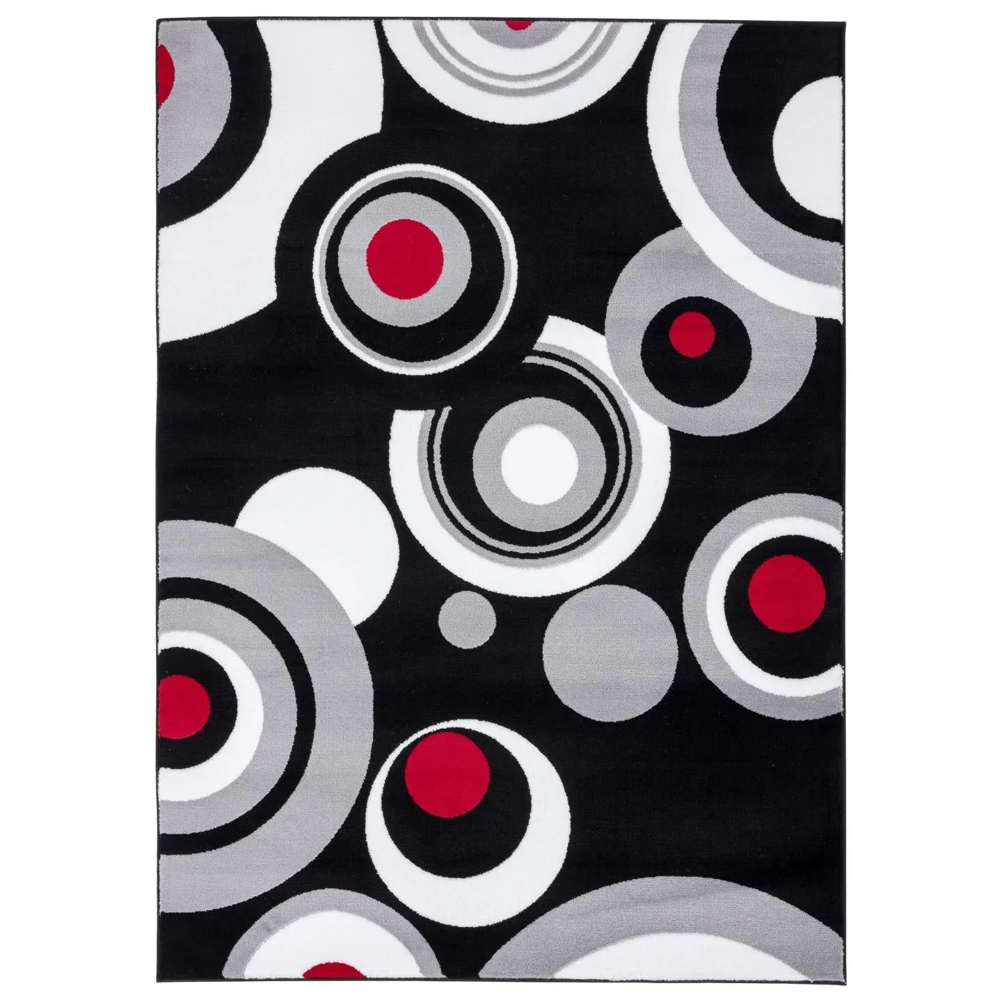 Black Geometric 3646 Circle Patterned Area Rug