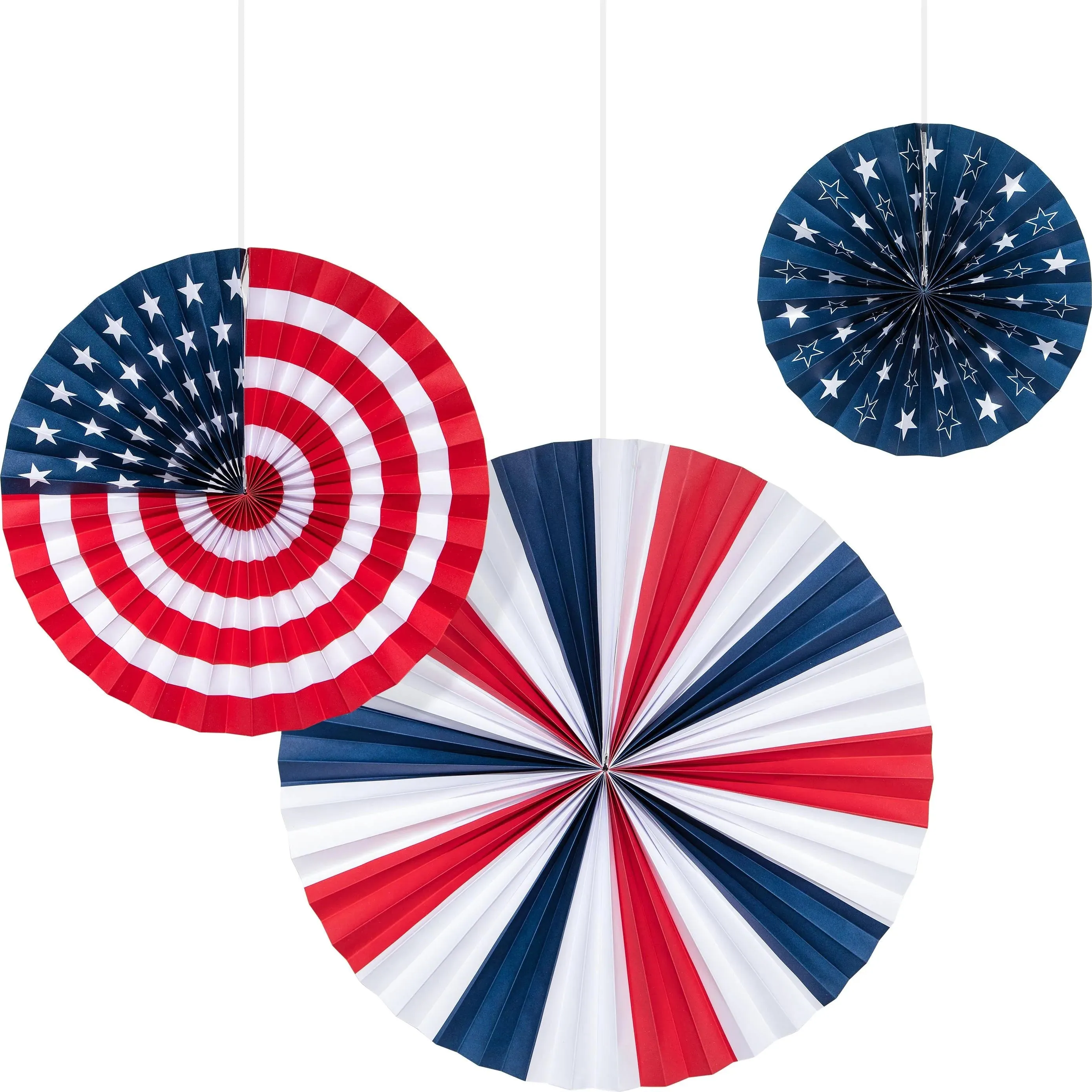 Bulk Patriotic Fans PR 16" 12" 8" (36 per Case)